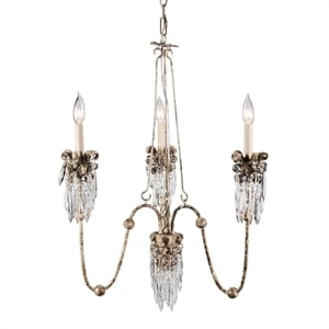 Lucas McKearn Venetian 3-light Crystal Chandelier in Hand-painted Beige Patina