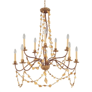 Lucas McKearn Mosaic 15-light 2-Tier Metal Chandelier in Antique Gold