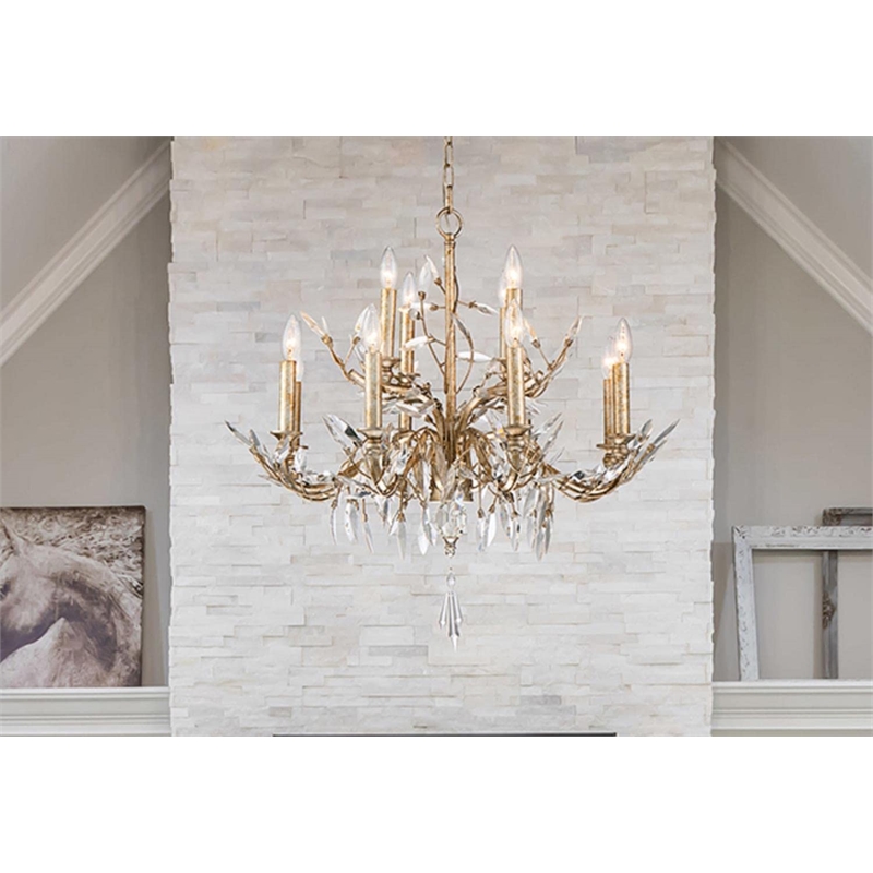 Lucas McKearn Alsace 12-light Traditional Metal Chandelier in Antique Silver