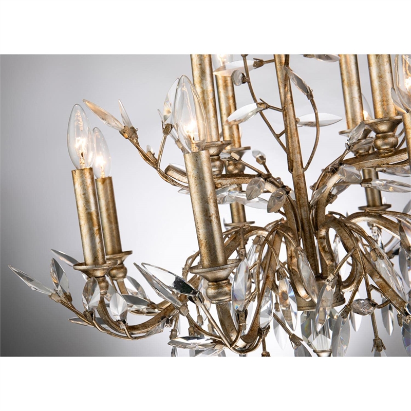 Lucas McKearn Alsace 12-light Traditional Metal Chandelier in Antique Silver