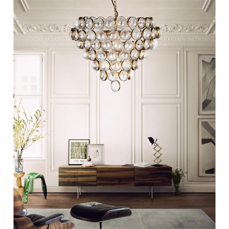 Lucas McKearn Flambeau Inspired Bouquet 8-light Glass Chandelier in Aged Brass