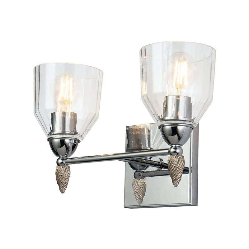 Lucas McKearn Felice 2-light Silver Acorn-shaped Bath Vanity Light in Chrome