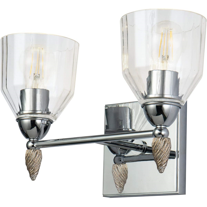 Lucas McKearn Felice 2-light Silver Acorn-shaped Bath Vanity Light in Chrome