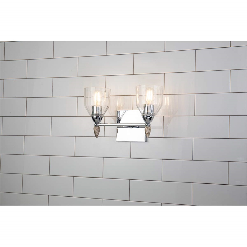 Lucas McKearn Felice 2-light Silver Acorn-shaped Bath Vanity Light in Chrome