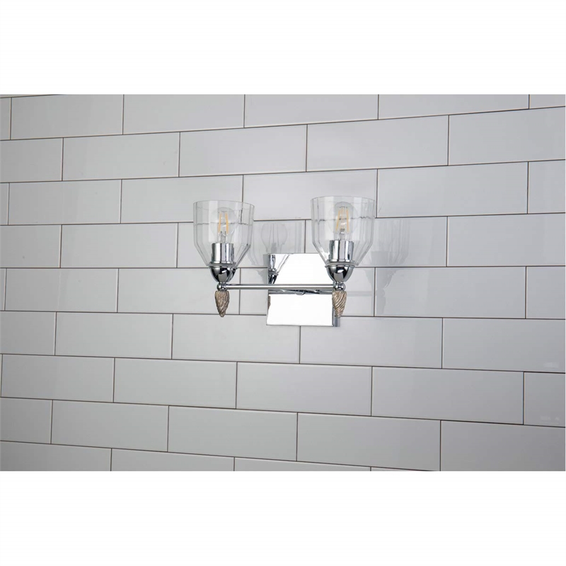 Lucas McKearn Felice 2-light Silver Acorn-shaped Bath Vanity Light in Chrome