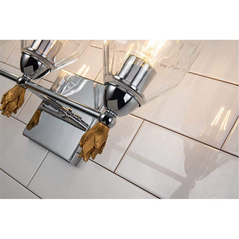 Lucas McKearn Felice 3-light Gold Flame-shaped Bath Vanity Light in Chrome