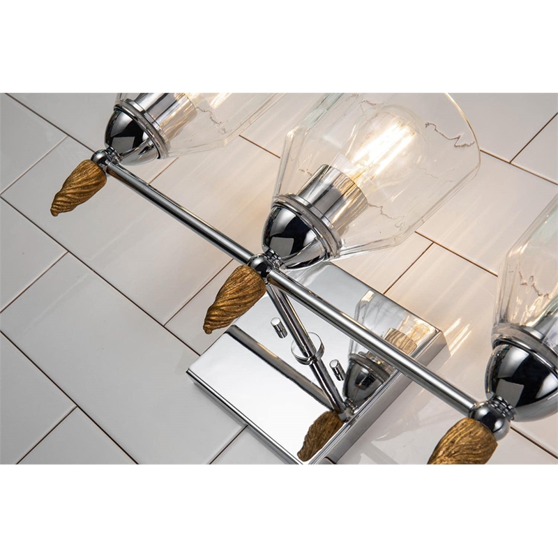 Lucas McKearn Felice 3-light Gold Acorn-shaped Bath Vanity Light in Chrome