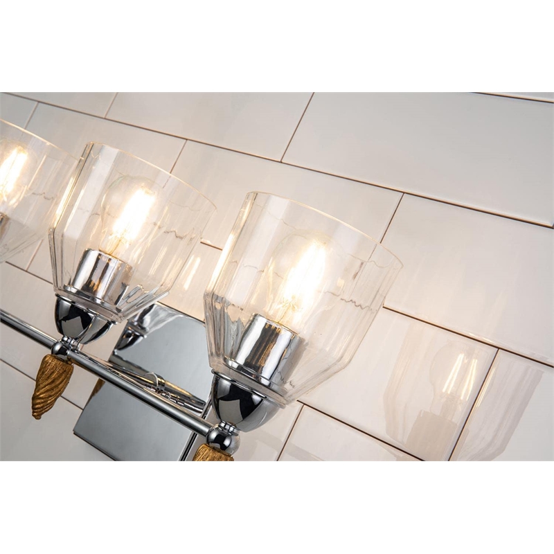 Lucas McKearn Felice 3-light Gold Acorn-shaped Bath Vanity Light in Chrome