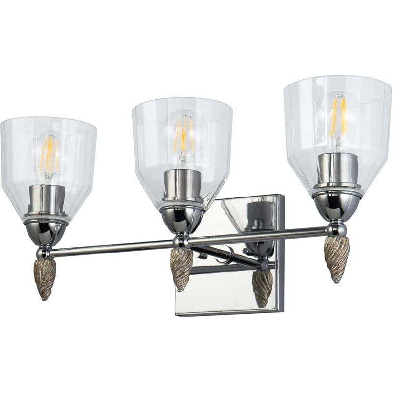 Lucas McKearn Felice 3-light Silver Acorn-shaped Bath Vanity Light in Chrome