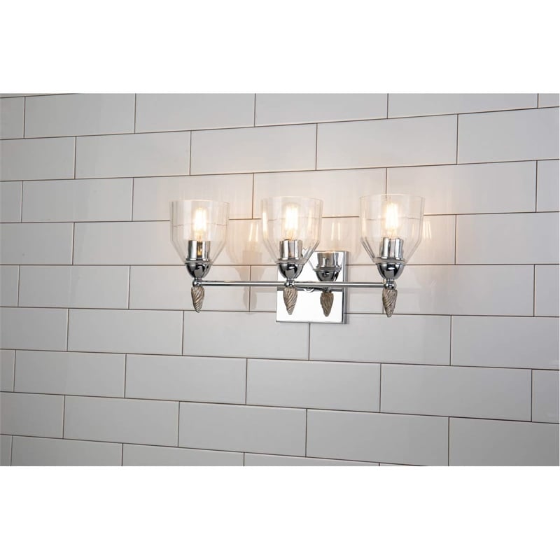 Lucas McKearn Felice 3-light Silver Acorn-shaped Bath Vanity Light in Chrome