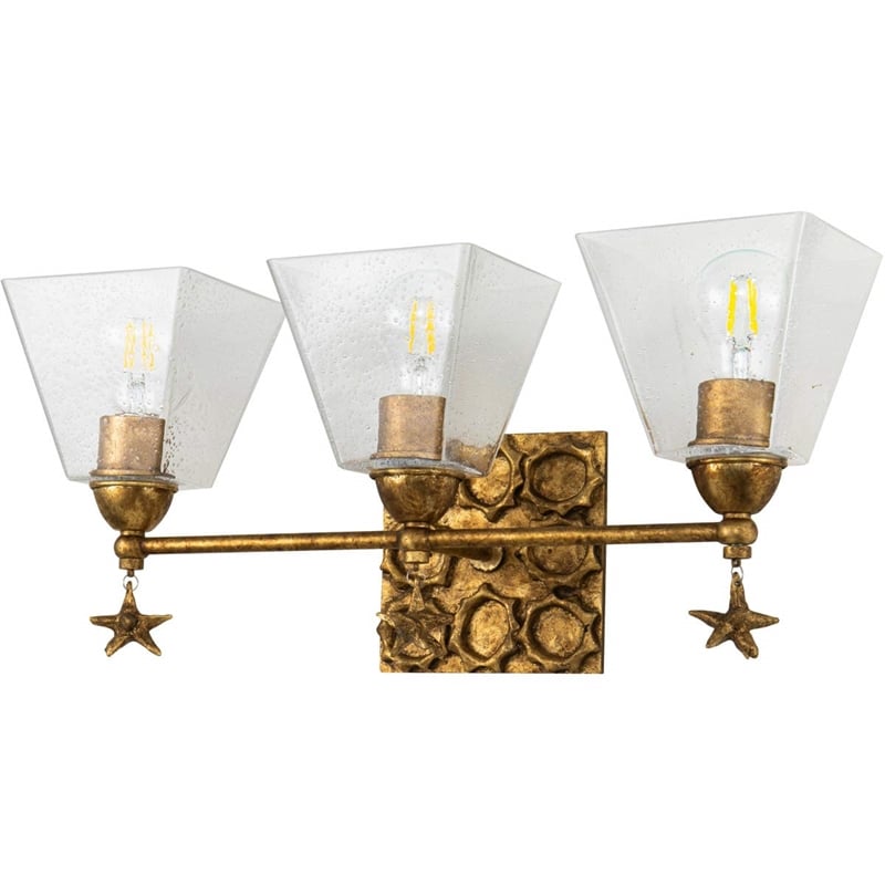 Lucas McKearn Star 3-light Transitional Metal Bath Vanity Light in Gold Leaf