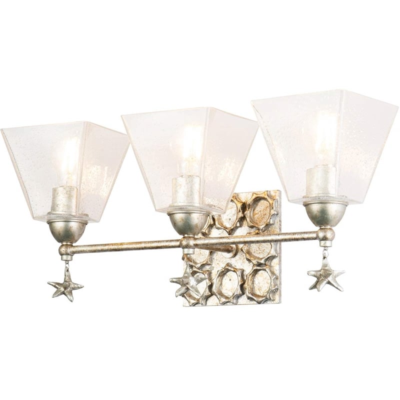 Lucas McKearn Star 3-light Transitional Metal Bath Vanity Light in Silver Leaf