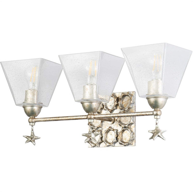Lucas McKearn Star 3-light Transitional Metal Bath Vanity Light in Silver Leaf
