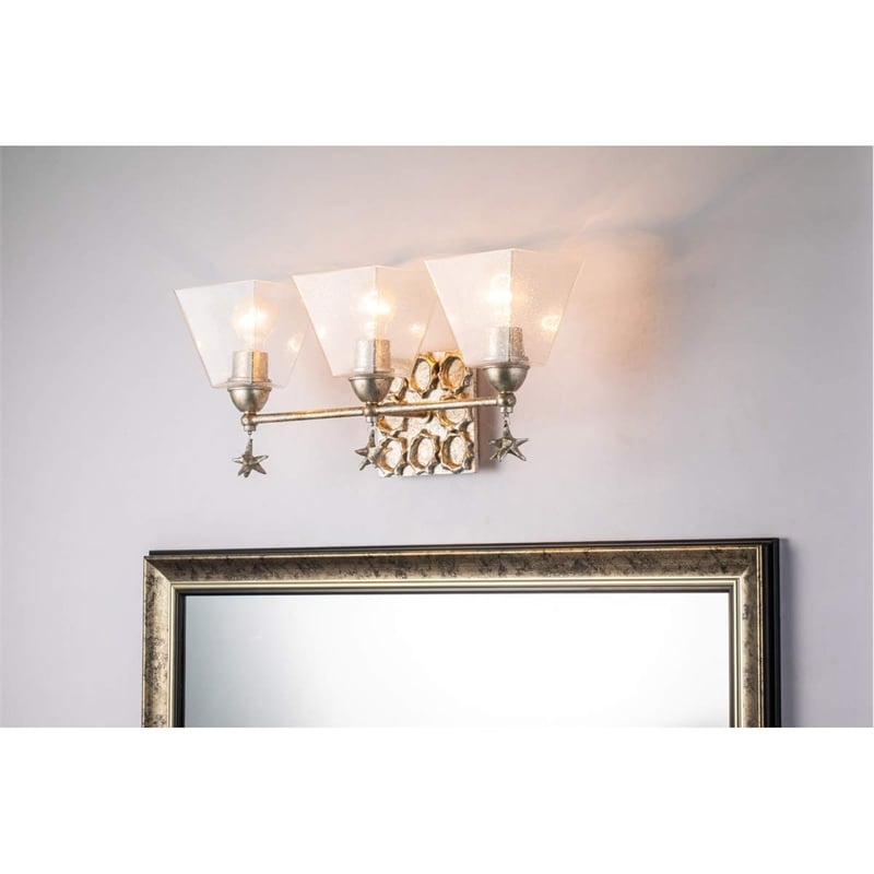 Lucas McKearn Star 3-light Transitional Metal Bath Vanity Light in Silver Leaf
