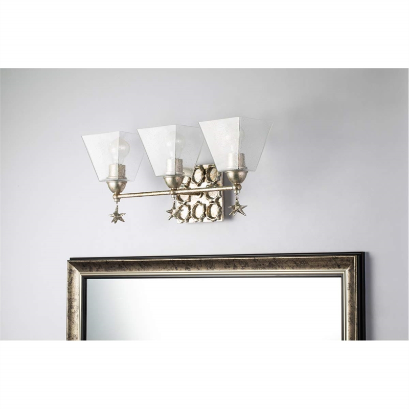 Lucas McKearn Star 3-light Transitional Metal Bath Vanity Light in Silver Leaf