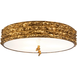 Lucas McKearn Trellis 20&quot 3-light Transitional Metal Flush Mount in Gold Leaf