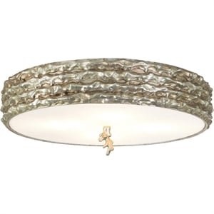 Lucas McKearn Trellis 20&quot 3-light Transitional Metal Flush Mount in Silver Leaf