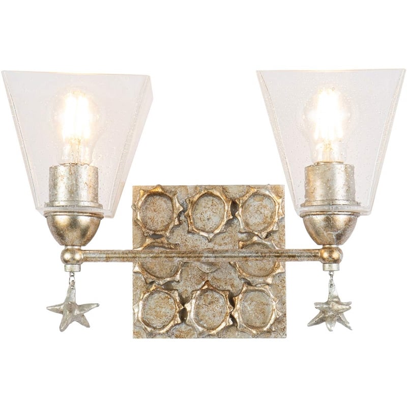 Lucas McKearn Star 2-light Transitional Metal Bath Vanity Light in Silver Leaf