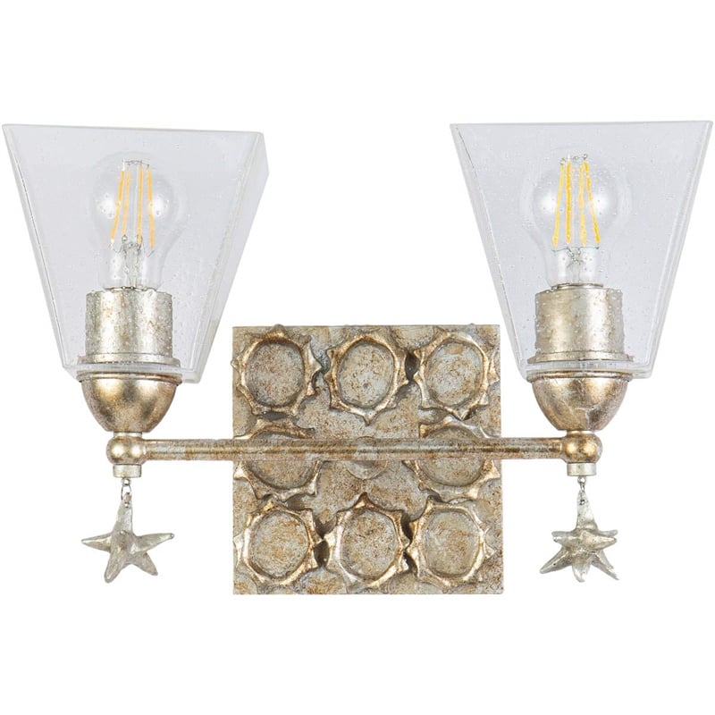 Lucas McKearn Star 2-light Transitional Metal Bath Vanity Light in Silver Leaf