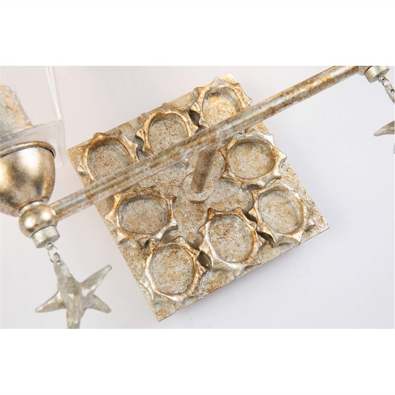 Lucas McKearn Star 2-light Transitional Metal Bath Vanity Light in Silver Leaf