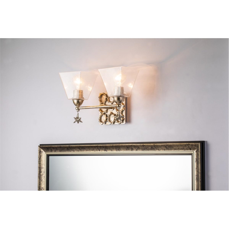 Lucas McKearn Star 2-light Transitional Metal Bath Vanity Light in Silver Leaf