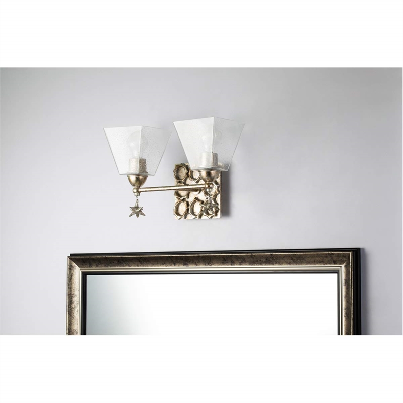Lucas McKearn Star 2-light Transitional Metal Bath Vanity Light in Silver Leaf