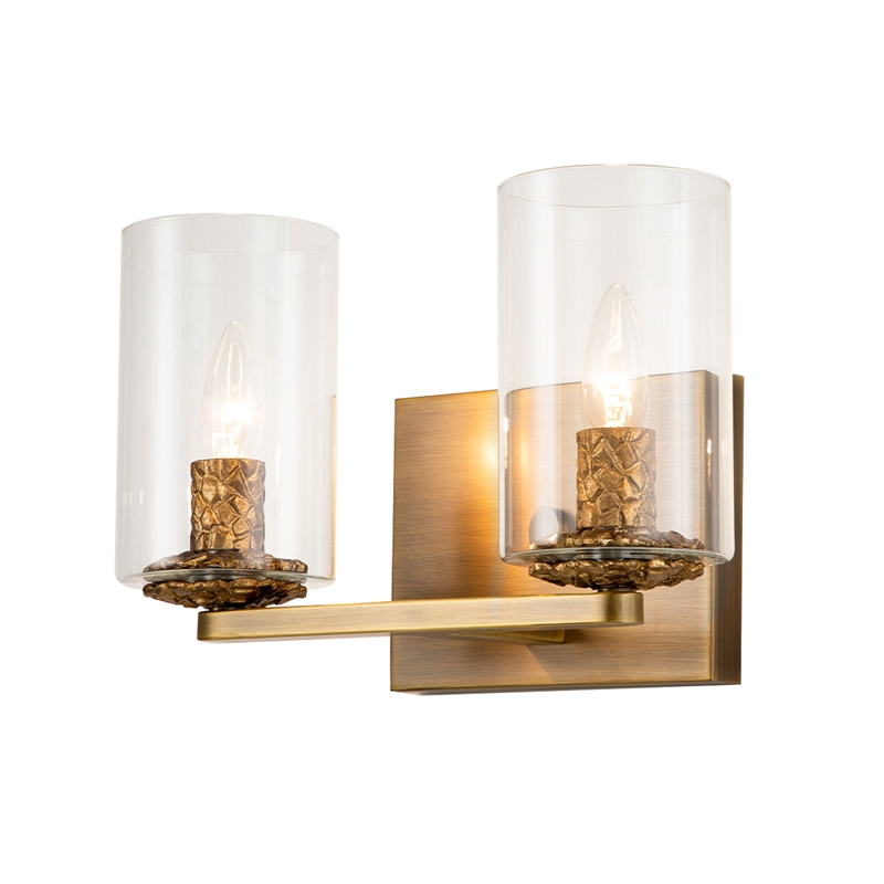 Lucas McKearn Bolivar 2-light Metal Bath Vanity Light in Antique Brass