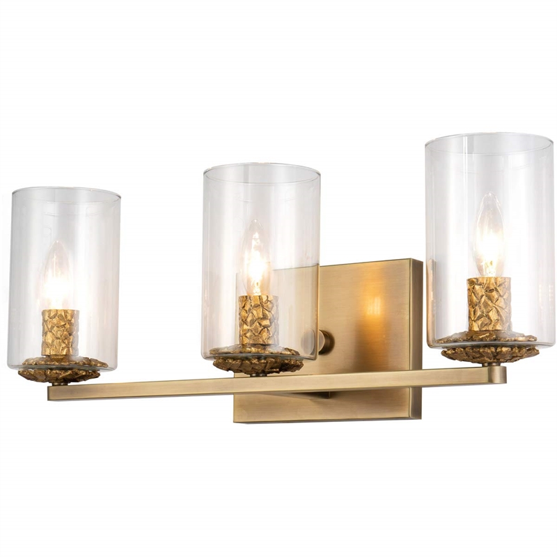 Lucas McKearn Bolivar 3-light Metal Bath Vanity Light in Antique Brass