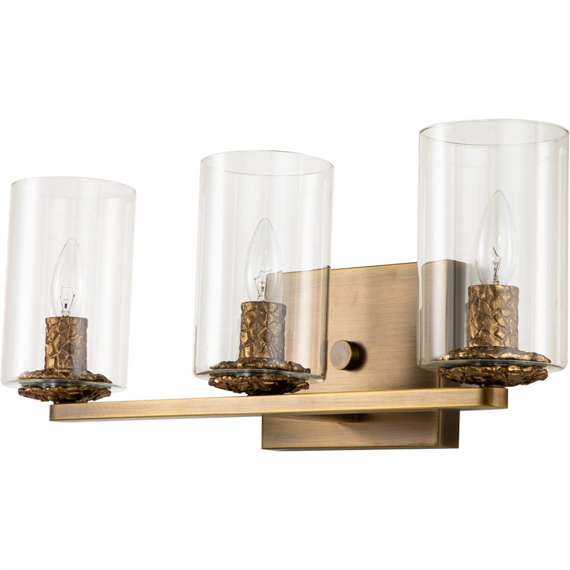 Lucas McKearn Bolivar 3-light Metal Bath Vanity Light in Antique Brass
