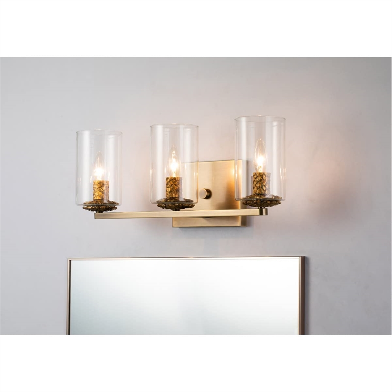 Lucas McKearn Bolivar 3-light Metal Bath Vanity Light in Antique Brass