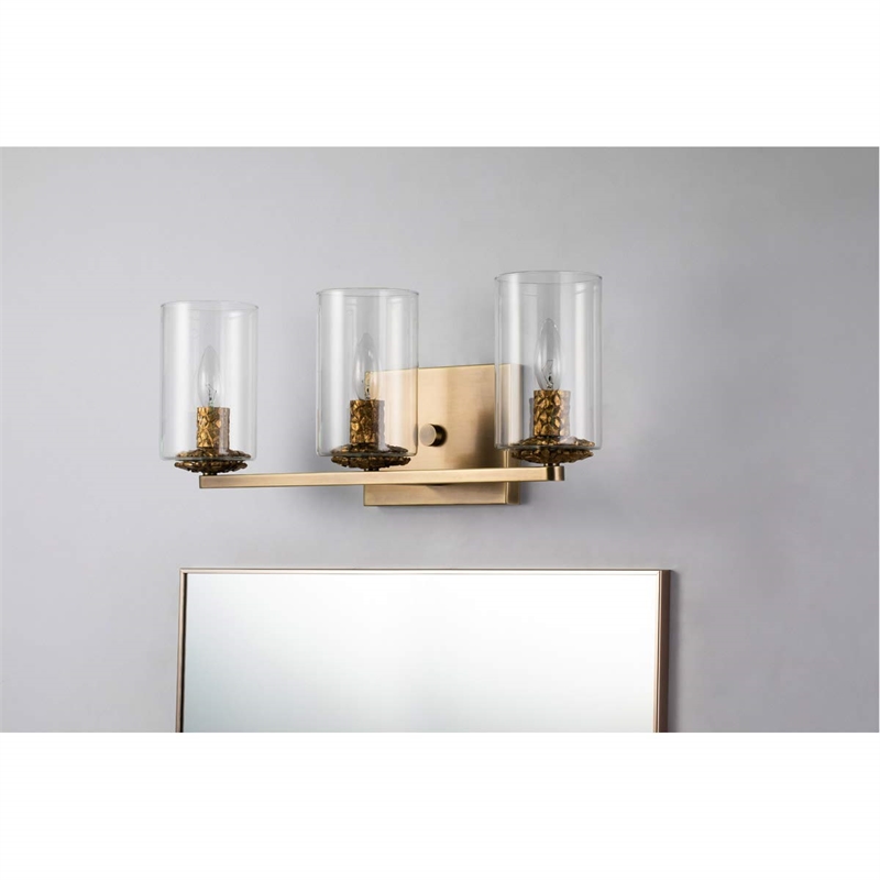 Lucas McKearn Bolivar 3-light Metal Bath Vanity Light in Antique Brass