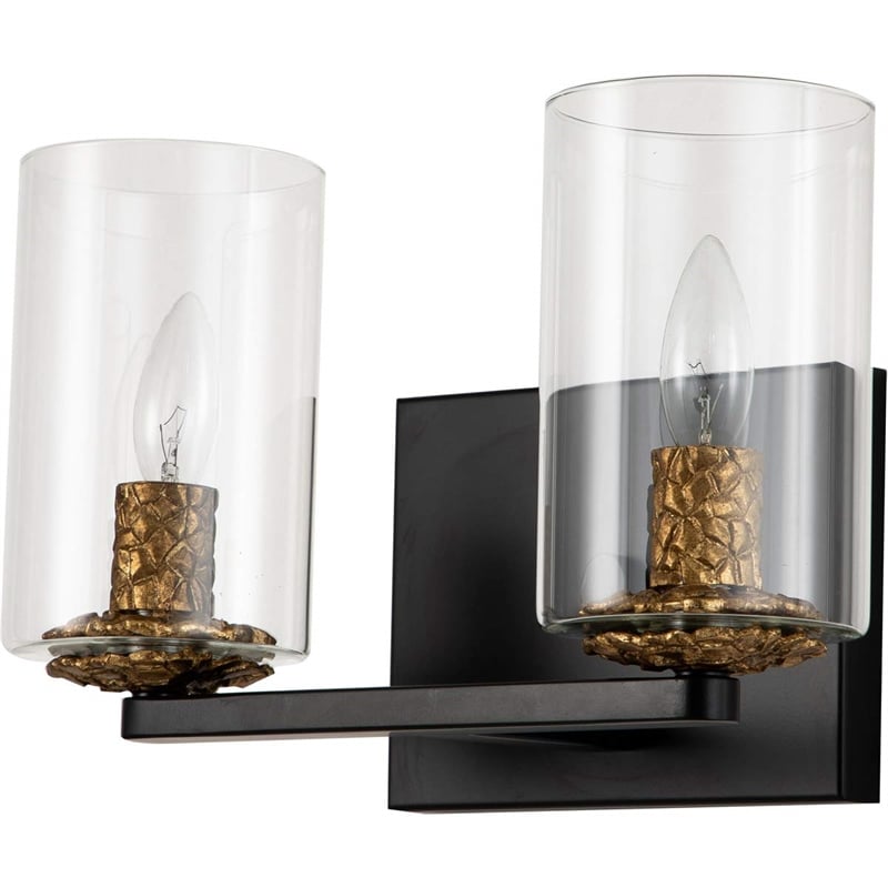 Lucas McKearn Bolivar 2-light Metal Bath Vanity Light in Matte Black