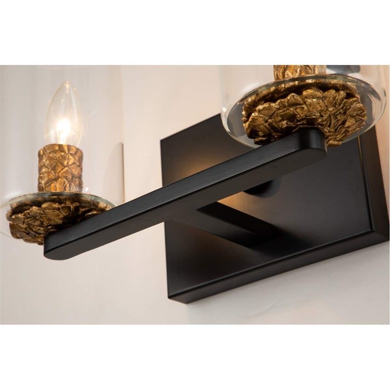 Lucas McKearn Bolivar 2-light Metal Bath Vanity Light in Matte Black