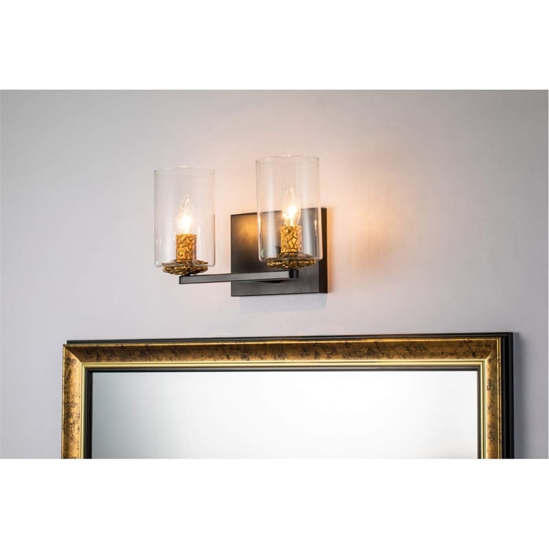 Lucas McKearn Bolivar 2-light Metal Bath Vanity Light in Matte Black