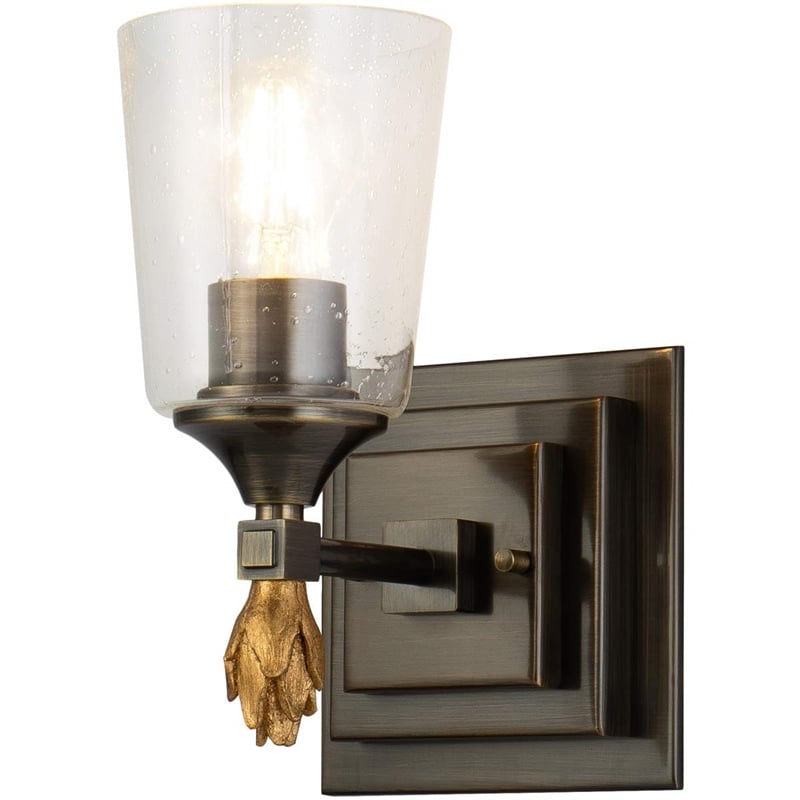 Lucas McKearn Vetiver 1-light Flame-shaped Bath Vanity Light in Dark Bronze