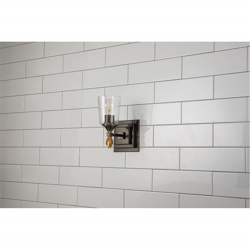 Lucas McKearn Vetiver 1-light Flame-shaped Bath Vanity Light in Dark Bronze