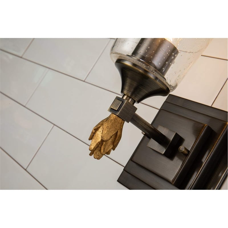 Lucas McKearn Vetiver 1-light Flame-shaped Bath Vanity Light in Dark Bronze