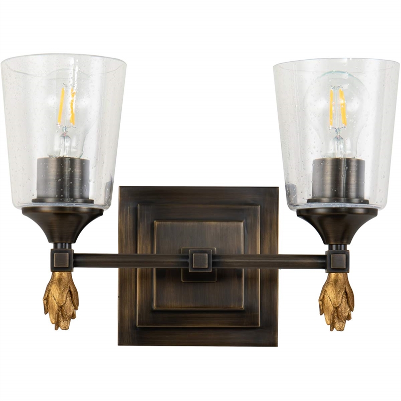Lucas McKearn Vetiver 2-light Flame-shaped Bath Vanity Light in Dark Bronze