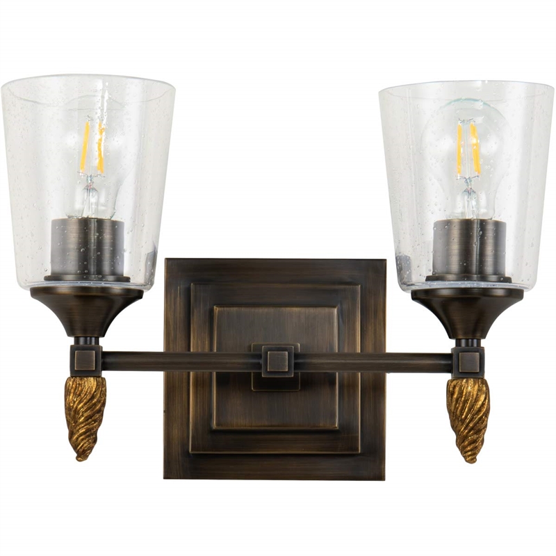 Lucas McKearn Vetiver 2-light Acorn-shaped Bath Vanity Light in Dark Bronze