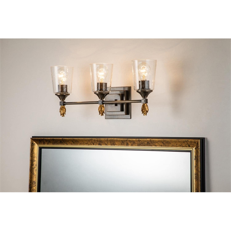 Lucas McKearn Vetiver 3-light Flame-shaped Bath Vanity Light in Dark Bronze