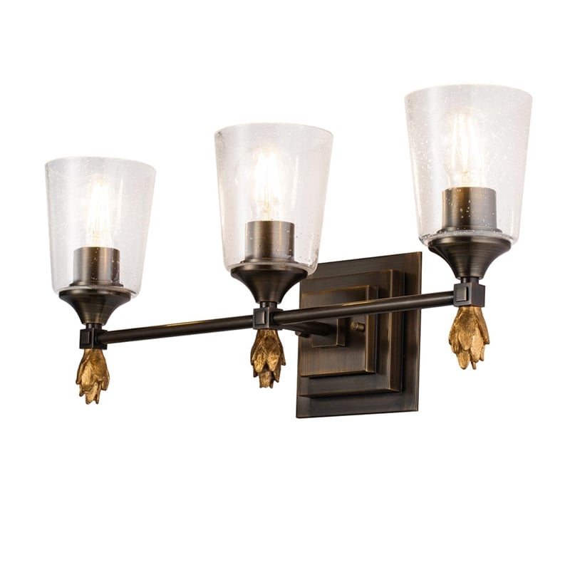 Lucas McKearn Vetiver 3-light Flame-shaped Bath Vanity Light in Dark Bronze