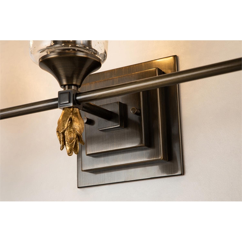 Lucas McKearn Vetiver 3-light Flame-shaped Bath Vanity Light in Dark Bronze