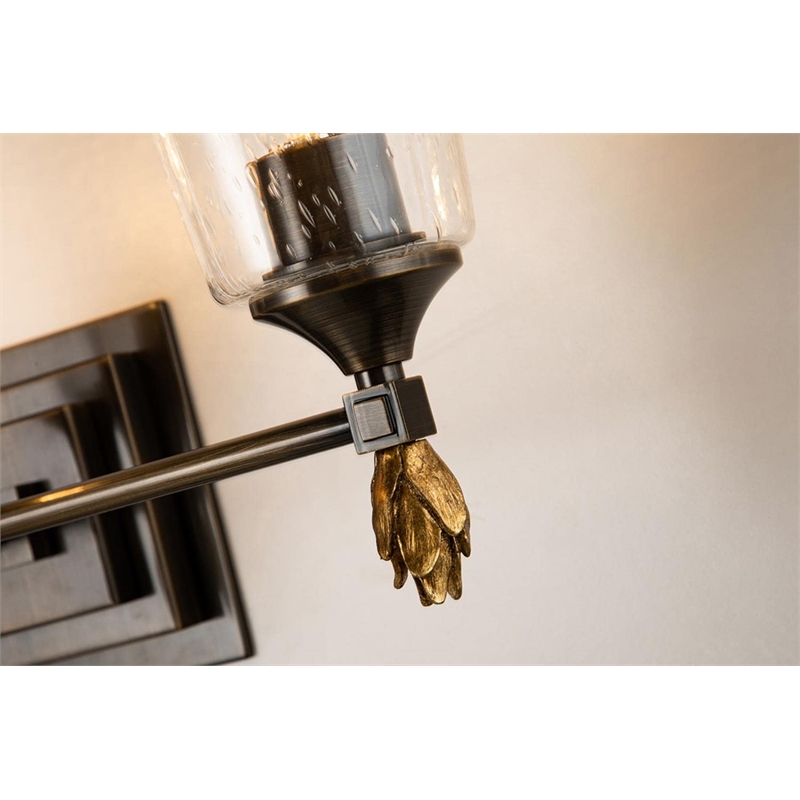 Lucas McKearn Vetiver 3-light Flame-shaped Bath Vanity Light in Dark Bronze