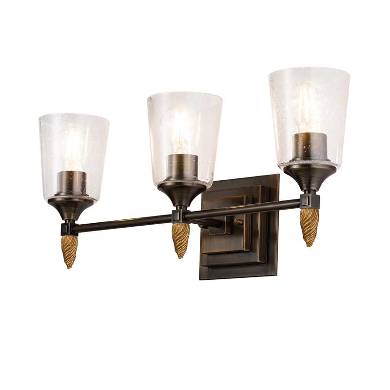Lucas McKearn Vetiver 3-light Acorn-shaped Bath Vanity Light in Dark Bronze