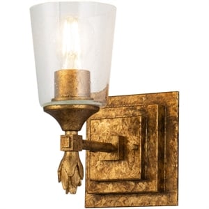 Lucas McKearn Vetiver 1-light Flame-shaped Bath Vanity Light in Gold Leaf
