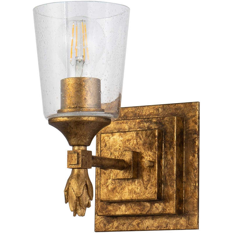 Lucas McKearn Vetiver 1-light Flame-shaped Bath Vanity Light in Gold Leaf