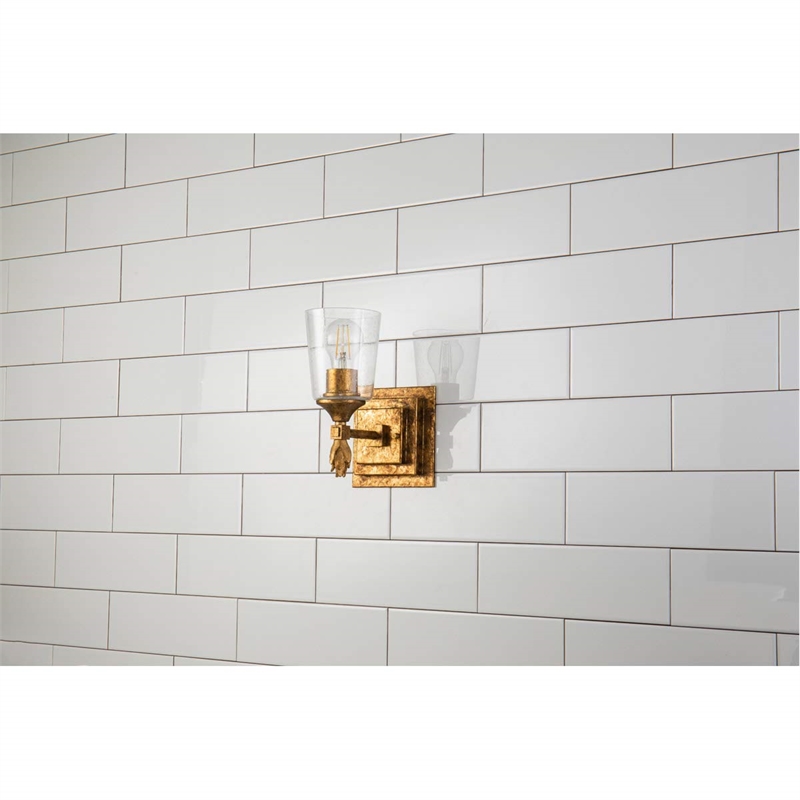 Lucas McKearn Vetiver 1-light Flame-shaped Bath Vanity Light in Gold Leaf