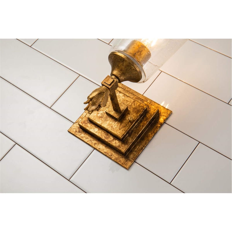 Lucas McKearn Vetiver 1-light Flame-shaped Bath Vanity Light in Gold Leaf