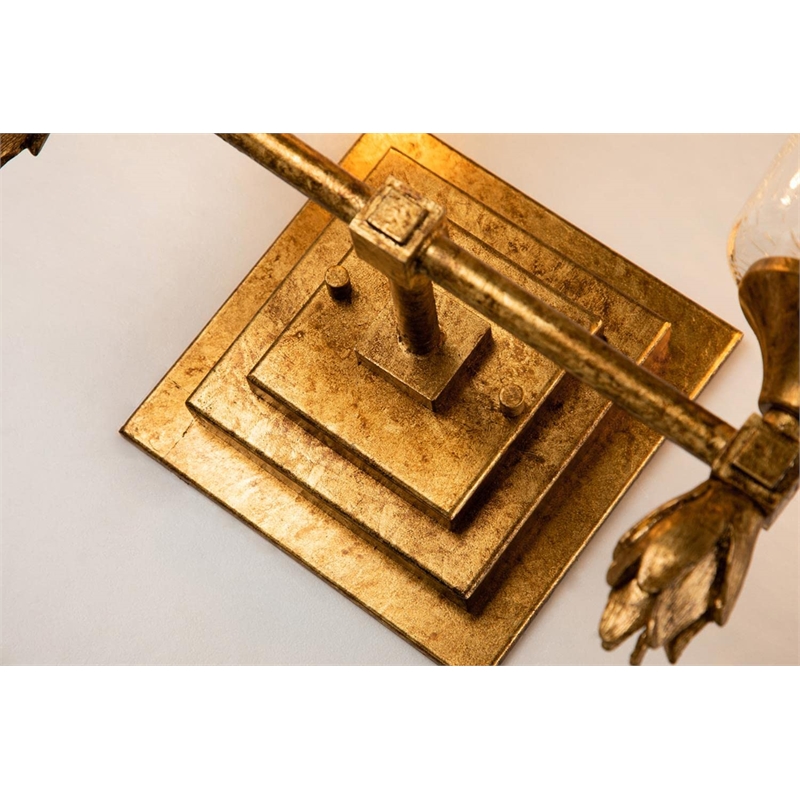 Lucas McKearn Vetiver 2-light Flame-shaped Bath Vanity Light in Gold Leaf