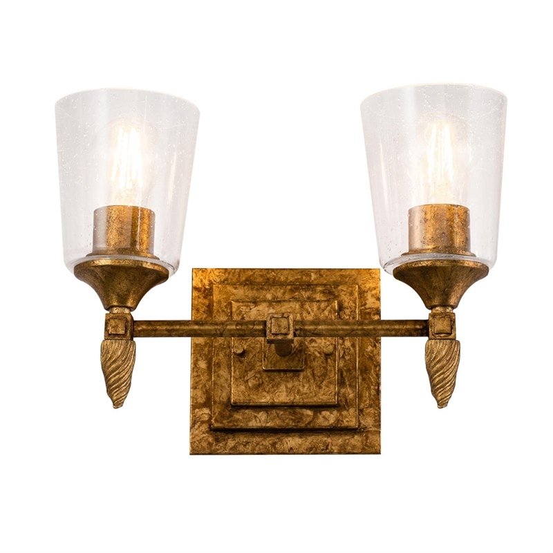 Lucas McKearn Vetiver 2-light Acorn-shaped Bath Vanity Light in Gold Leaf